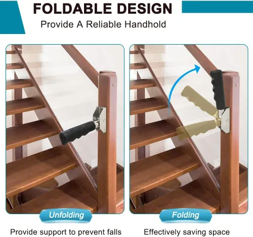 Miniatura 4 de Asa plegable de asistencia de puerta, barra de agarre abatible para puerta, elevadores de asistencia de escalera para personas mayores, barandillas
