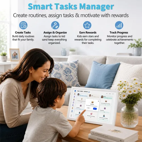Miniatura 4 de 10.1 inch Digital Calendar Wall Touch Screen Electronic Calendar – Interactive Smart Family Planner, No Subscription, Chore Chart, Meal Planner