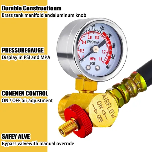 Miniatura 5 de Xuhal 4 Piezas Medidor de Presión de Aire 0-200 PSI - Conexión NPT Macho de 1/8'', Montaje Lateral Inferior, Medidor de Compresor de Aire con Esfera