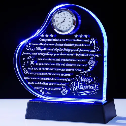 Miniatura 10 de YWHL Regalos de jubilación para hombres y mujeres, regalos de feliz jubilación 2026 con base LED, recuerdos de cristal, regalo para jubilados