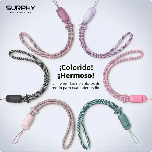 Miniatura 6 de SURPHY Paquete de 3 correas de muñeca para teléfono con lengüeta de sujeción para teléfono celular, correa para teléfono celular, correa para A