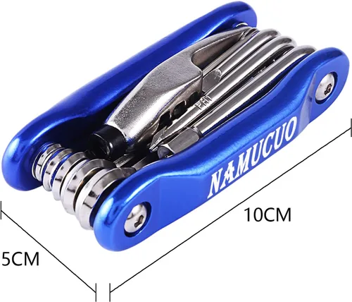 Miniatura 6 de YBEKI Kit de reparación de bicicleta 10 en 1 con palancas de neumáticos 3 en 1, parches sin pegamento, llave de hueso multifuncional y bolsa de Kits
