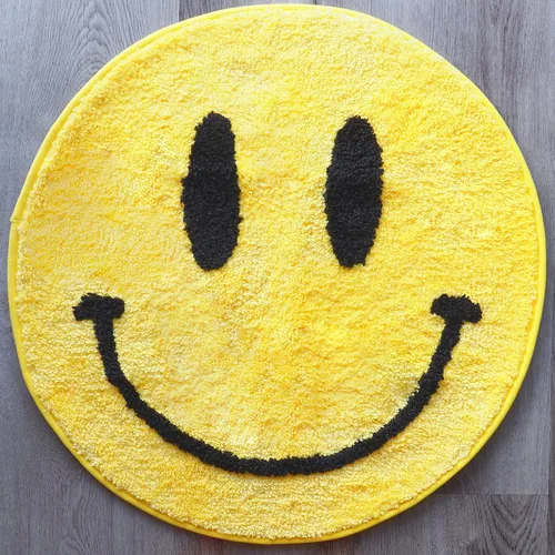 Miniatura 7 de Evovee Alfombra de baño azul divertida divertida feliz linda decoración de baño cara ducha alfombras retro Funky dormitorio estética divertido