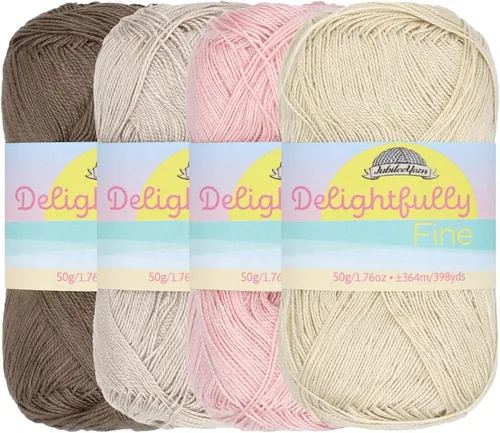 Miniatura 15 de JubileeYarn - Hilo deliciosamente fino, 1.76 oz/madeja de rayón de bambú y encaje, tonos de azul, 4 madejas