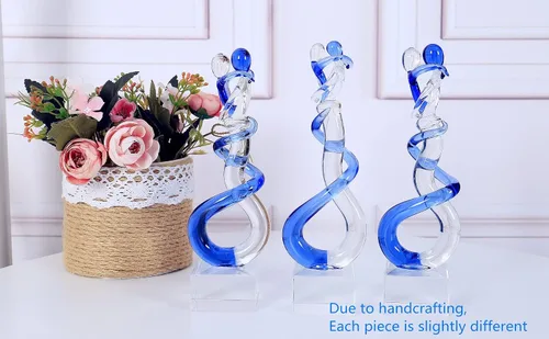 Miniatura 5 de EUSTUMA Figura de vidrio soplado a mano, escultura hecha a mano para parejas, aniversario de boda y regalo del día de San Valentín, colección