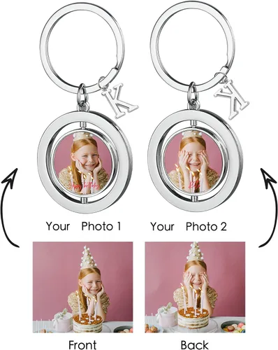 Miniatura 2 de Llavero personalizado con texto de imagen, llavero personalizado de doble cara, llavero de fotos colorido personalizado, regalo para mujeres