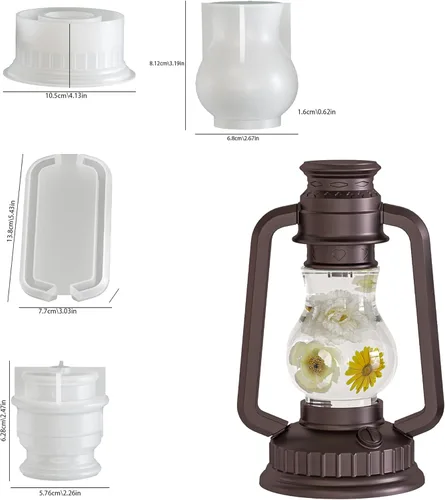 Miniatura 2 de Paquete de 5 velas cilíndricas de resina de bola de burbujas ligeras y molde de resina, moldes de silicona de fundición de resina para decoración