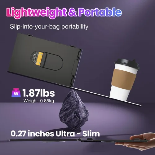 Miniatura 5 de CIDETTY Extensor de pantalla para portátil de 0.27 pulgadas, ultrafino, monitor portátil dual de 14 pulgadas FHD 1080P IPS, USB-C/HDMI Plug & Play