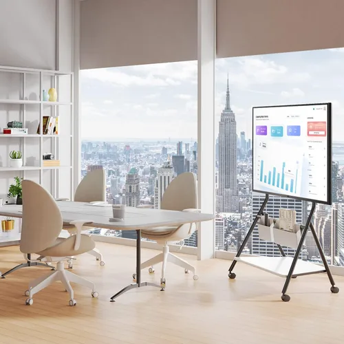 Miniatura 2 de FITUEYES Soporte de TV móvil para TV de 55, 60, 65, 75, 78 pulgadas, soporte de suelo con soporte para oficina, sala de estar, hotel, moderno