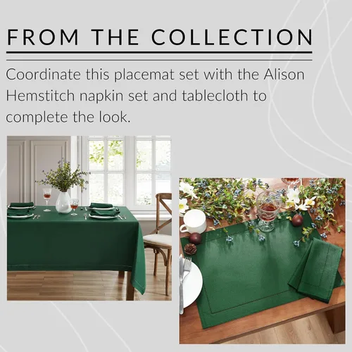 Miniatura 6 de Elrene Home Fashions Alison - Juego de 4 manteles individuales de tela resistente a las arrugas, diseño de borde con ojales, 13 x 19 pulgadas, bosque