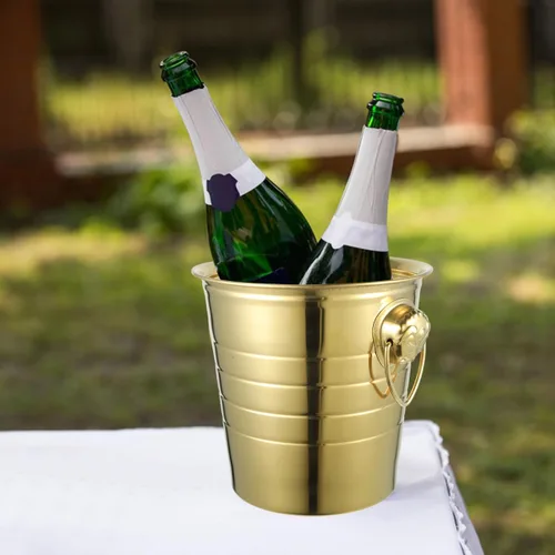 Miniatura 7 de BESTOYARD Cubo de hielo de acero inoxidable de 2.7 cuartos con cabeza de tigre dorado, cubo de fiesta aislado de doble pared para cerveza, vino, uso