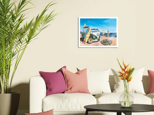 Miniatura 3 de Pacifica Island Art Summer of Love - VW Van clásica - Tabla de surf de playa - De una pintura original de Scott Westmoreland - Cartel de metal