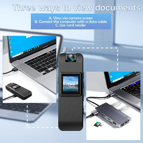 Miniatura 5 de Mini cámara corporal HD 1080P grabadora de video portátil, pequeña cámara de seguridad con tarjeta SD de 32 GB, visión nocturna, pantalla de 1.3