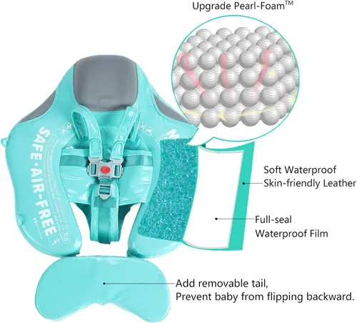 Miniatura 2 de Mambobaby Flotador con Cola Flotador de natación para bebé con toldo, entrenador de natación para bebés, entrenador de natación sólido, flotador