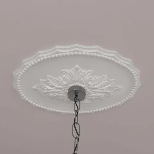 Miniatura 10 de Ekena Millwork CM16OX Medallón de techo Oxford, 16 7/8" W x 11 3/4" H x 1 1/2" P, imprimado en fábrica Imprimación de fábrica.