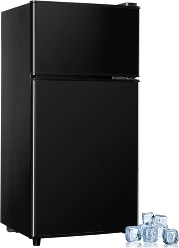 Cucina Magica - Mini refrigerador con congelador, 3.2 pies cúbicos, pequeño refrigerador, 7 termostatos ajustables, ahorro de energía, bajo nivel de