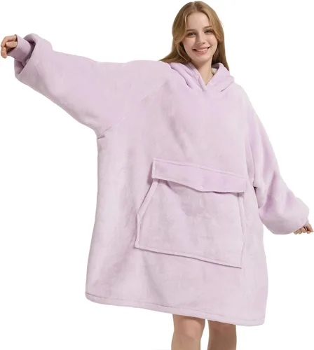 Miniatura 25 de Krifey Manta con capucha de sherpa de gran tamaño como regalo de cumpleaños para mamá, mujer, novia, hombre, acogedora sudadera con bolsillo gigante