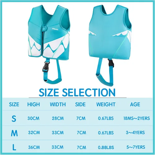 Miniatura 6 de Chaleco de natación para niños pequeños, chaqueta de natación para niños, chaleco de entrenamiento de natación con correa de seguridad ajustable Azul