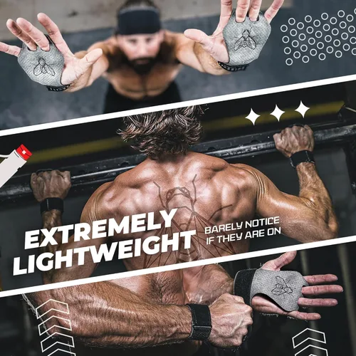 Miniatura 5 de JerkFit Puños de gimnasia veganos de 2 dedos para protección de manos de entrenamiento cruzado, agarres de mano para barras de gimnasia, protectores