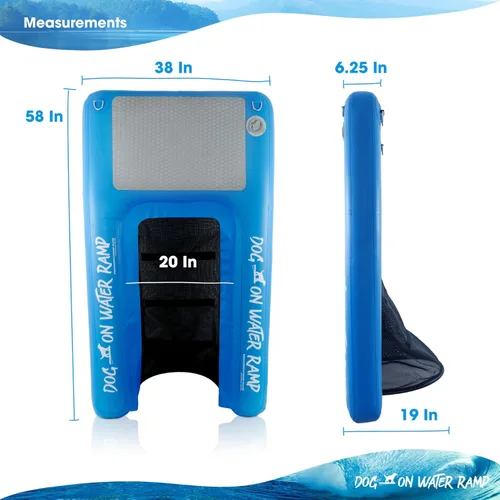 Miniatura 9 de Rampa de agua para perros para barco, muelle o piscina. Para perros de hasta 200 libras para salir fácilmente del agua. Flotable. Incluye bomba