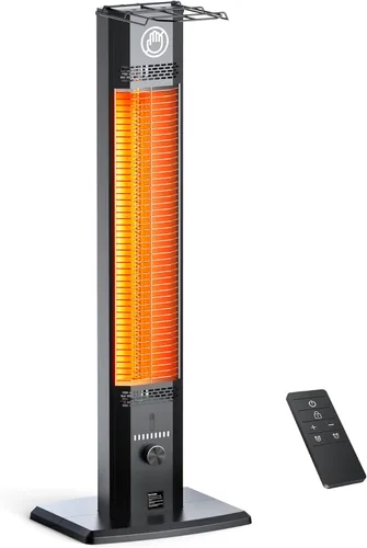 Calentador para exteriores, 44 pulgadas, calefacción infrarroja de 1500 W con 9 niveles de calor para dormitorio