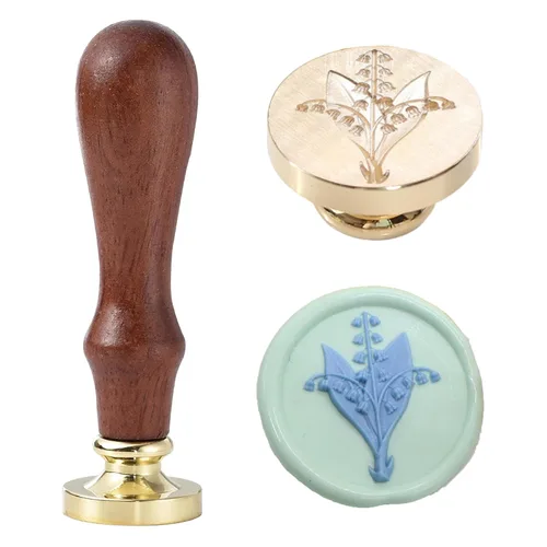 Miniatura 12 de Sello de cera – Sello de cera de sellado de semillas de loto, sello floral y vegetal, cabeza de sello de flor de loto ovalada para tarjetas, sobres