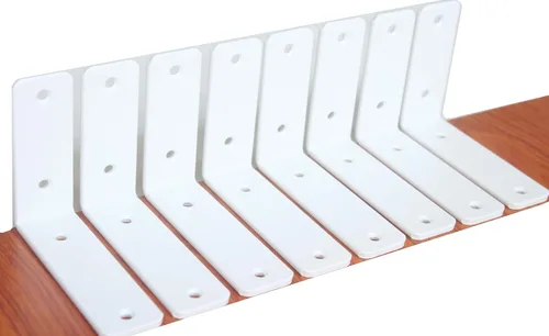 Miniatura 20 de Paquete de 12 soportes de estante en L de 8 pulgadas de largo x 6 pulgadas de alto x 1.5 pulgadas de ancho, 5 mm de grosor, soporte de estante en L