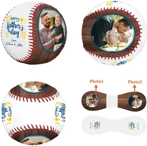 Miniatura 6 de Foto personalizada para el Día del Padre, con tus fotos y texto Béisbol Cumpleaños Día del Padre para papá, marido, abuelo Al mejor padre