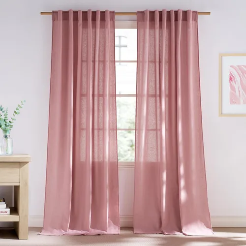 Miniatura 48 de NICETOWN Cortinas de lino grueso para dormitorio, privacidad añadida, bolsillo para barra y pestaña trasera, no se transparentan, mezcla de lino