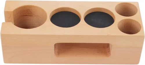Estación de manipulación de café de madera, soporte para filtro de café de madera, soporte de madera para café expreso, base de madera con