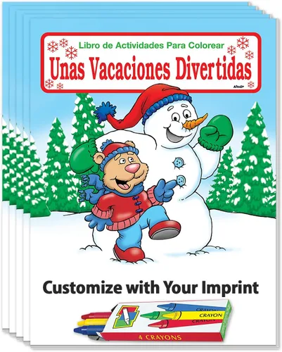 ZOCO Libros personalizados para colorear de Holiday Fun (paquete de 250 unidades, con crayones) – Unas Vacaciones Divertidas – Navidad, rellenos de