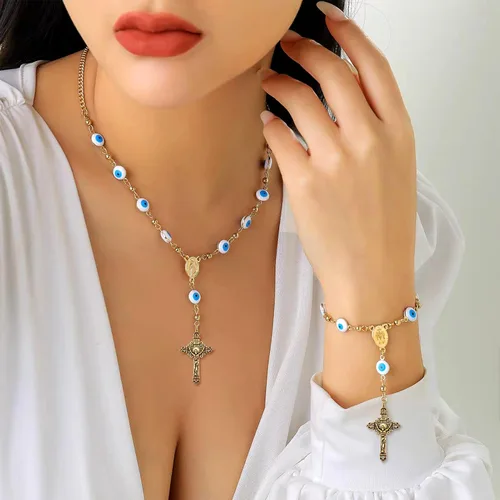 Miniatura 4 de Pandahall - 20 dijes colgantes de cruz de crucifijo estilo tibetano para rosario, cuentas sagradas, collares, joyería, oro antiguo, 1.969 x 1.102 x
