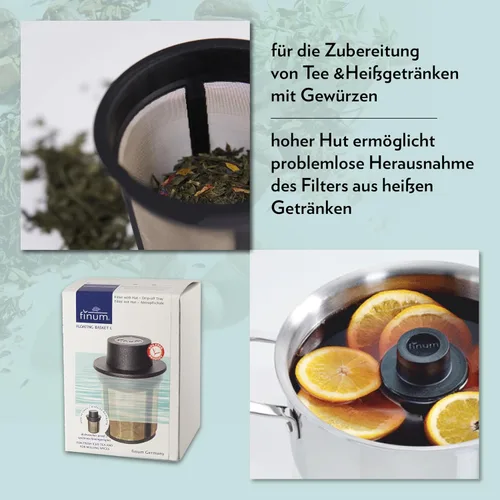 Miniatura 4 de Finum 63/421.41.00 - Cesta flotante de infusión de té y especias de hojas sueltas de acero inoxidable, tamaño grande, negro