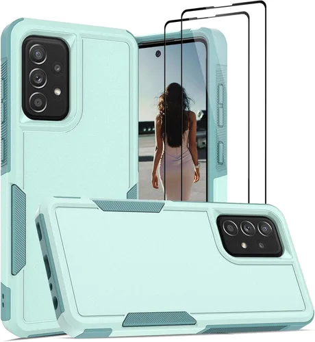 Miniatura 17 de Jeylly Funda para Samsung Galaxy A52 5G, Galaxy A52 Funda para teléfono con protector de pantalla híbrida de silicona antiarañazos, funda de defensa