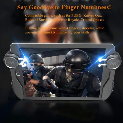 Miniatura 7 de PUBG - Controlador para tablet, Rakizbe 4 disparadores [operación de 6 dedos] Agarre sensible para disparar gamepad, compatible con iPad y tableta