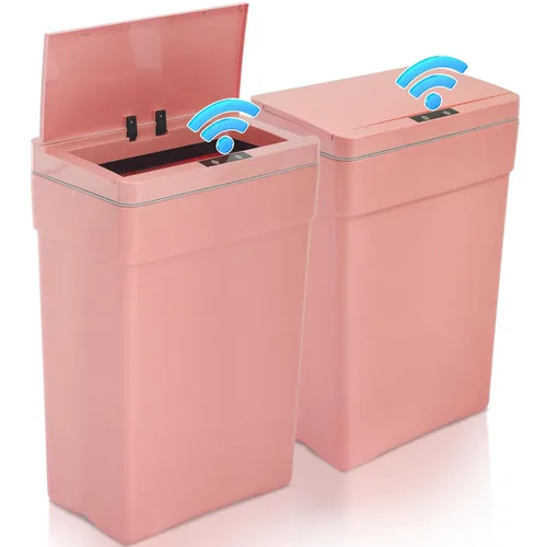 Miniatura 13 de Dkeli Bote de basura automático de 13 galones para cocina, baño, dormitorio, oficina en casa, de plástico de alta capacidad sin contacto con tapa