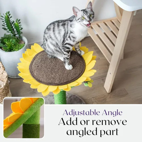 Miniatura 9 de Catry - Rascador reemplazable de 23" 2-en-1 para gatos con almohadilla de rascado convertible en forma de girasol o percha, montaje rápido
