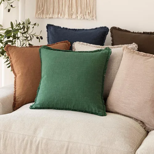 Miniatura 7 de Foindtower Fundas de almohada decorativas de lino con flecos, acogedora funda de cojín bohemia estilo farmhouse con borlas, funda de almohada