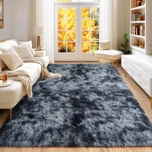 Miniatura 56 de Awaytail Alfombra Esponjosa Lavable 2x3 Pies, Pura Negra Alfombra para Silla de Escritorio Antideslizante, Alfombra Supersuave para Niños