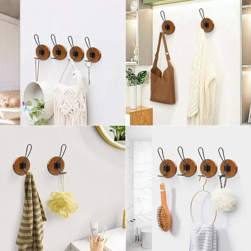 Miniatura 9 de Ganchos para toallas de baño, paquete de 2 ganchos de pared rústicos de granja para colgar batas, colgador de puerta autoadhesivo para colgar