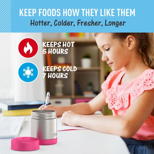 Miniatura 5 de THERMOS FUNTAINER Tarro de comida aislado, 10 onzas, tarro de comida apto para niños, rosa