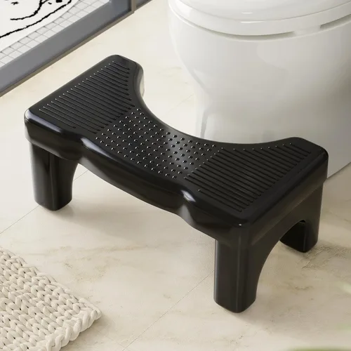 Kzeirm Taburete de inodoro negro para adultos, taburete para sentadillas de 7 pulgadas para inodoros, taburetes de descanso de pies de baño para
