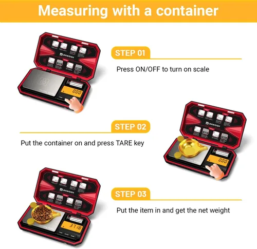 Miniatura 4 de UNIWEIGH - Báscula digital de bolsillo para viajes de 200g/0.01g, báscula digital de gramos, mini báscula de alimentos con peso de calibración