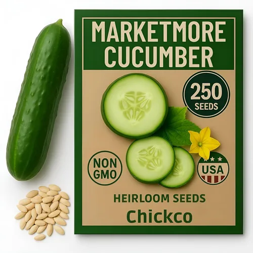 Más de 250 semillas de pepino orgánico Marketmore – Semillas reliquia premium – Perfectas para jardines, camas elevadas y contenedores – Crujientes,