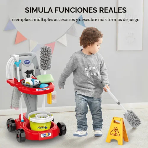 Miniatura 7 de Juego de limpieza para niños pequeños, juego de juguetes de limpieza para niños, nuevo juego de limpieza desmontable de 29 piezas para niños Rojo