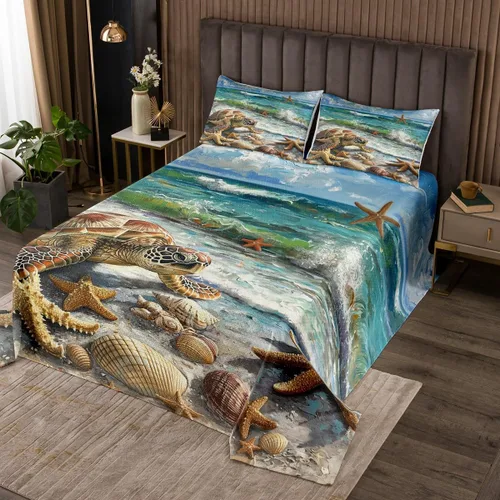 Miniatura 18 de Erosebridal Juego de colcha náutica, juego de edredón de lancha de vela, faro, acuarela con temática oceánica, juego de ropa de cama de verano