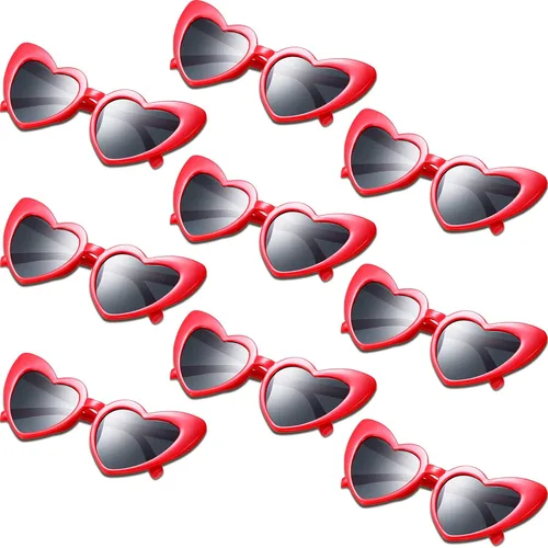 Frienda 9 pares de lentes de sol en forma de corazón vintage para mujer, lentes retro para compras, viajes, fiestas