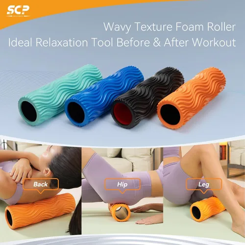 Miniatura 7 de SUBCULTUREPICK Rodillo de espuma - Rodillo de masaje muscular para dolor de espalda y estiramiento - Textura ergonómica de onda ancha - Masaje
