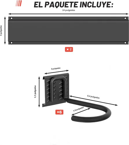 Miniatura 3 de Ultrawall Portabicicletas de acero inoxidable, 6 ganchos, para el hogar y la cochera, capacidad hasta para 300 libras, negro