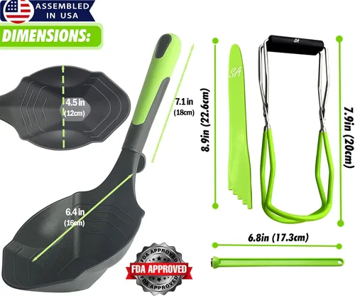 Miniatura 4 de Supa Ant Levantador de tarros y cucharón de conserva, capacidad de 1/2 pinta, suministros para conservas con levantador de tapa magnético + botón
